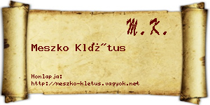 Meszko Klétus névjegykártya
